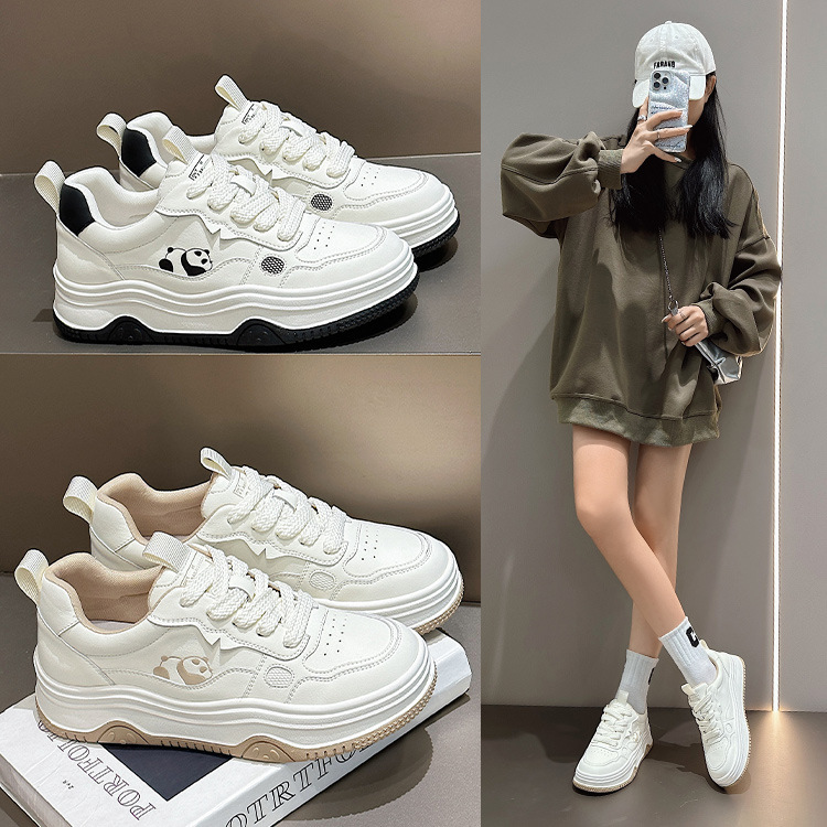 真皮小白鞋女2024夏季新款百搭女鞋洋气软底休闲板鞋熊猫运动鞋女