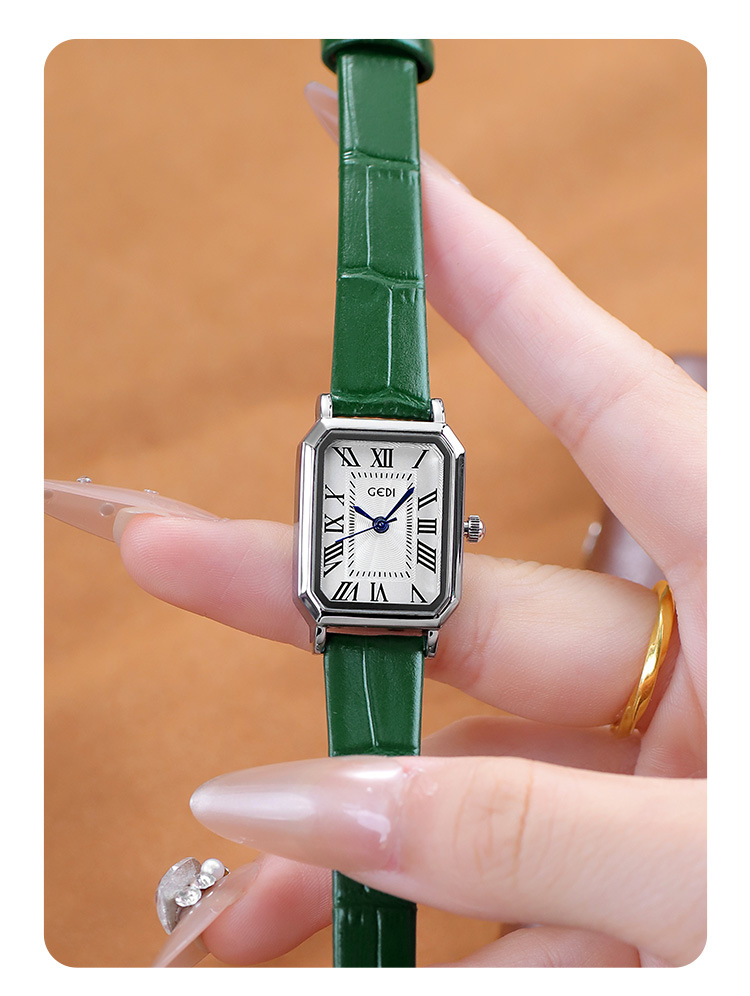 歌迪经典款复古小方简约高级学生款真皮腕表手表女士精致百搭详情15