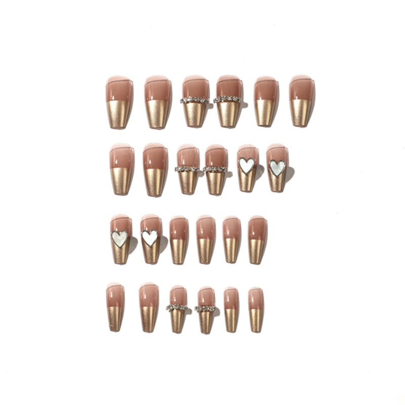 Wholesale of metal style French three-dimensional heart-shaped wearable nail polish jelly, wholesale of nail polish polish details Picture