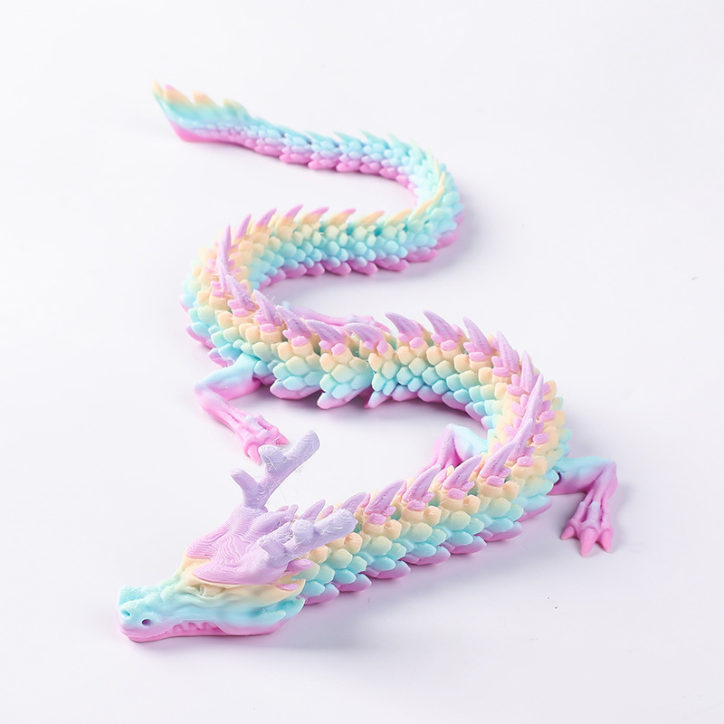 Wholesale 3D printed Chinese dragon figurines, 3d printed dragon figurines, colorful crystal dragons, toy dragons, joint dragons Item Picture