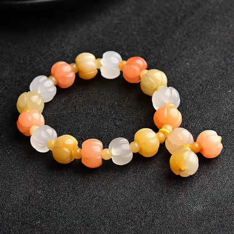 Manufacturers Wholesale Xinjiang Gobi Gold Silk Jade Bracelet Pumpkin Color Jade Bracelet Jade Jade Jade Supplies Specification drawing