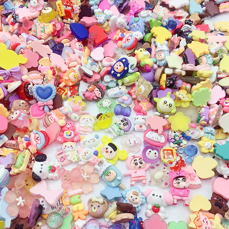 混款卡通批发树脂饰品配件 diy手机壳奶油胶发卡头绳手工发夹贴片详情图4
