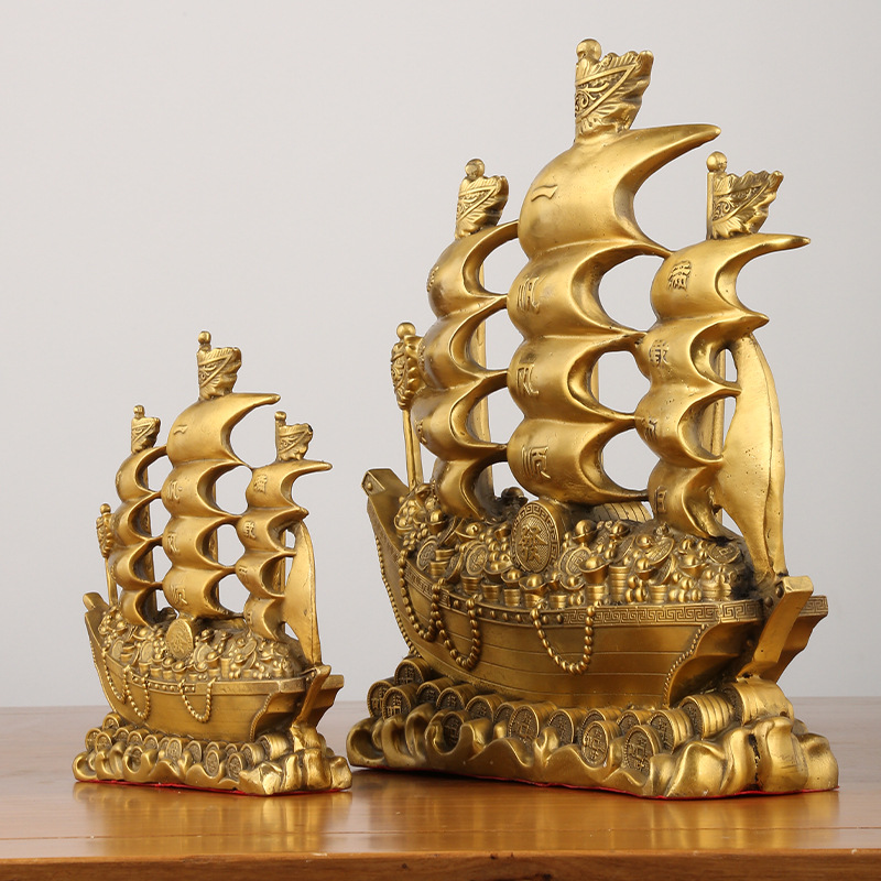 Copper Smooth Sailing Sailing Decoration Living Room Office Relocation Copper Dragon Boat Decoration Full Application Scenario