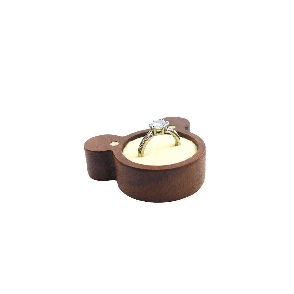 Solid wood mini jewelry box, retro wooden necklace, stud earrings, ring, light luxury and exquisite jewelry, portable storage box Item Picture