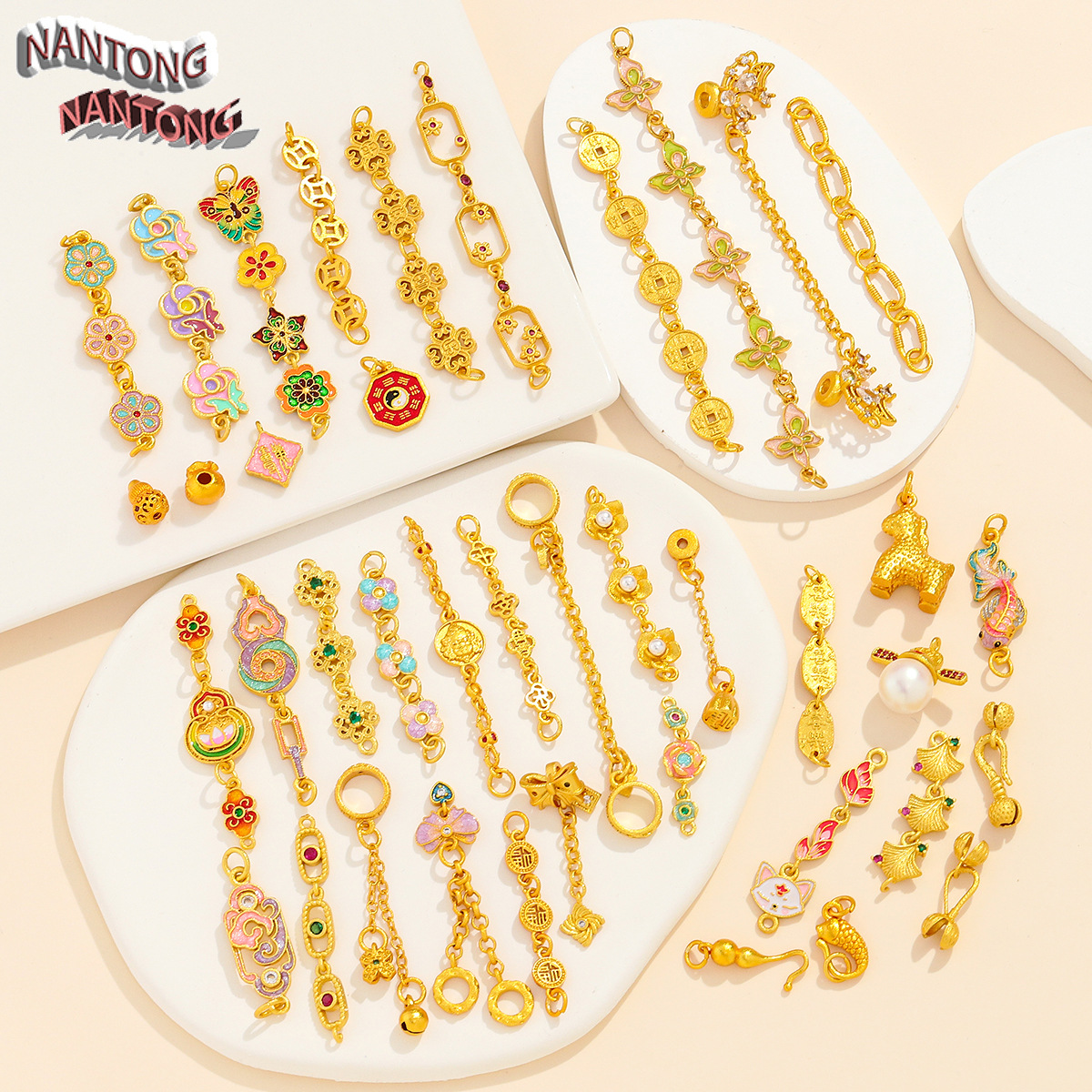 中国风古法金铜镀18k真金滴油延长链 手链项链连接链 DIY配件配饰