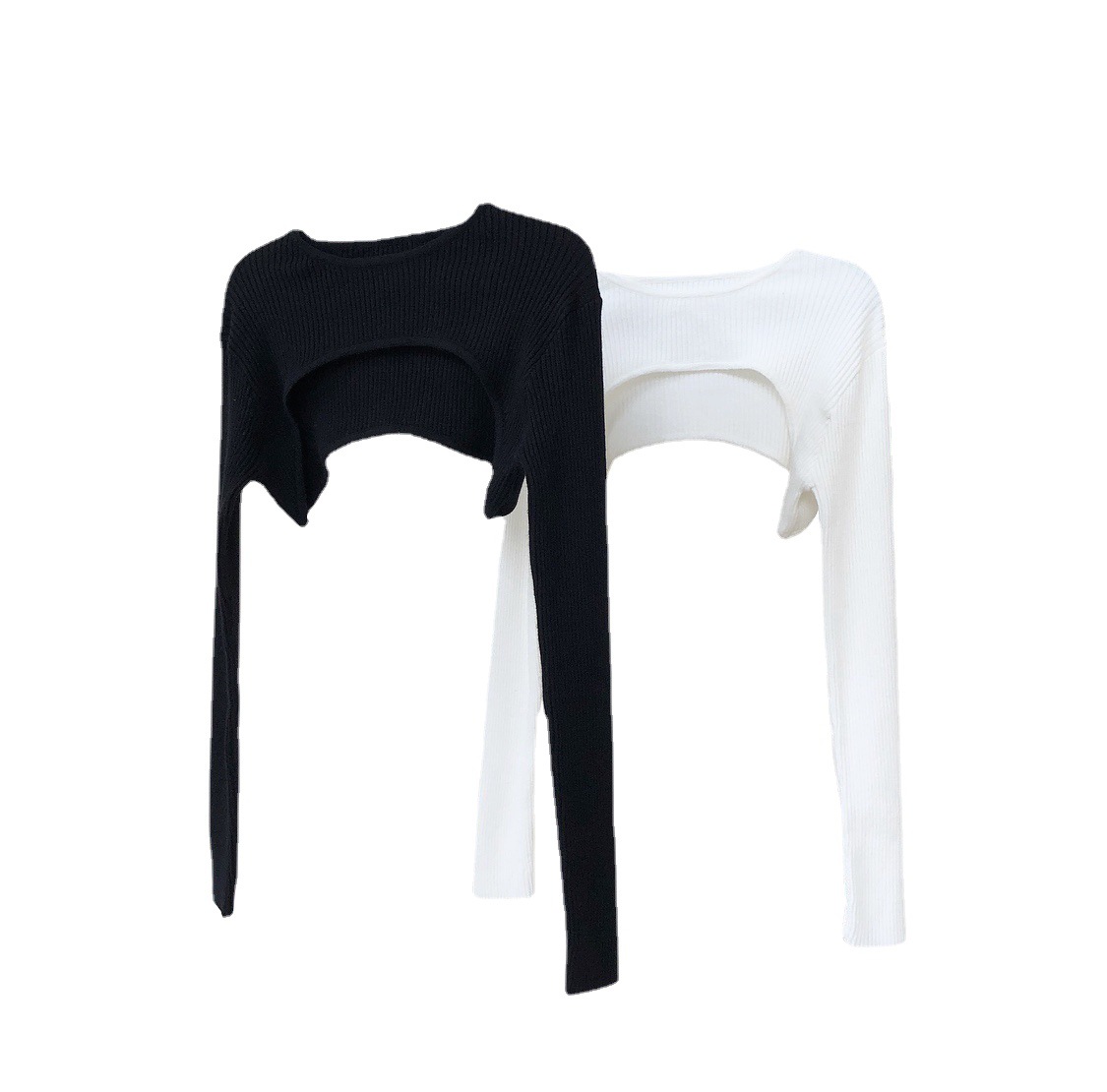 新款针织小披白底实物图