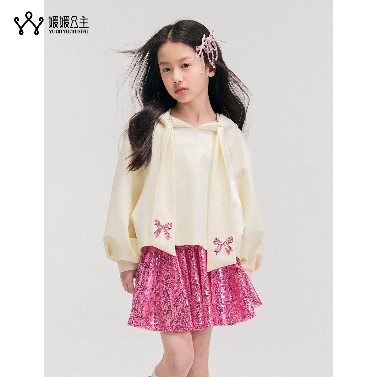 女童卫衣春款2025新款洋气小女孩长袖圆领衣服儿童时髦套头上衣