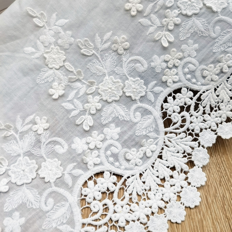 Tianying 37cm wide factory in-stock three-dimensional flower and leaf hollowed-out all-cotton fabric edge embroidered lace trim pic 6