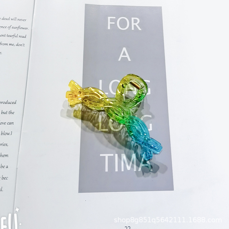 2023 Japan And Korea 11Cm Rainbow Gradient Hair Shower Big Grab Clip Ponytail Clip Clip Claw Hair Accessories Item Picture