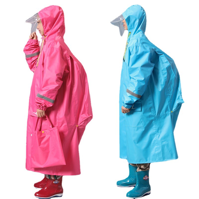 Children's Raincoat Boys Girls Middle School Students One-Piece Body Waterproof Thickened With Bag Bit Poncho Wholesale Oxford Cloth Item Picture