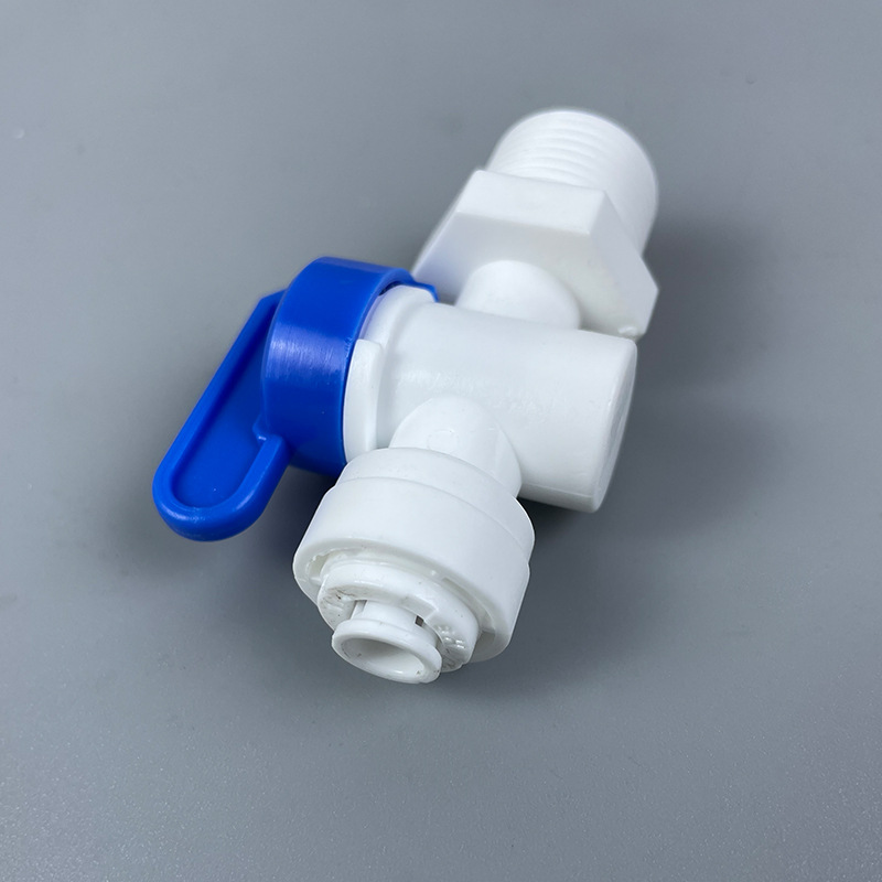 Water purifier accessories: 4 points external thread to 2 points quick connection ball valve 42N Plastic ball valve 4 points external thread to 2 points quick connection Plastic ball valve