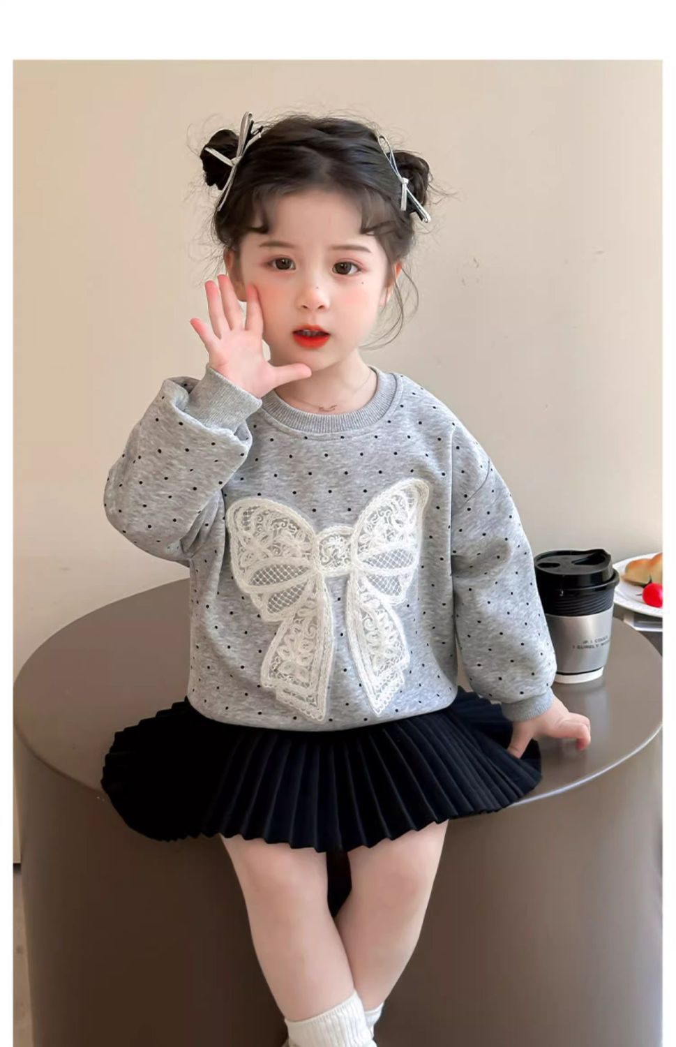 女童卫衣早秋2025新款洋气儿童春季时髦百搭宝宝春装蝴蝶结上衣服详情7