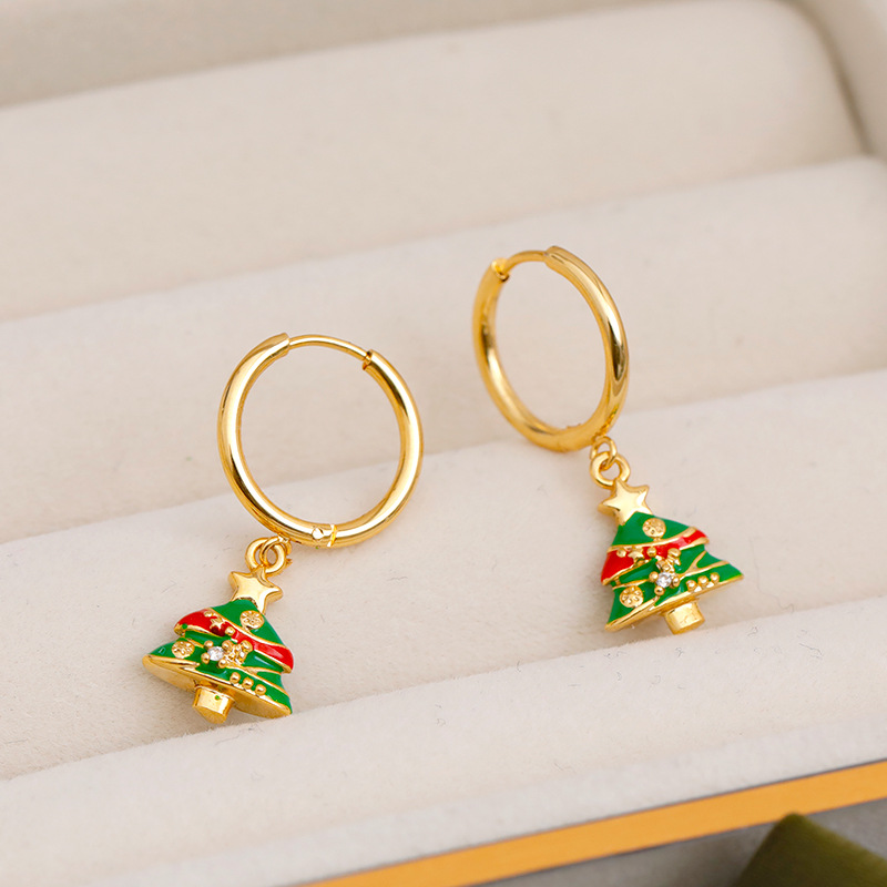 Hyacinth Christmas Tree earrings, ear buckles, round face green earrings, high-end, niche and unique earrings, women's ear rings, Christmas gifts Hyacinth Christmas Tree earrings, ear buckles, round face green earrings, high-end, niche and unique earrings, women's ear rings, Christmas gifts