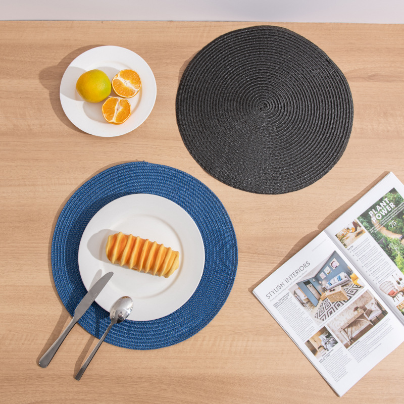 Nordic-Style Circular Woven Heat Insulation Pad, Home Decoration Mat, Cup Mat, Hotel Table, Western Plate Mat, Western Cup Mat details Picture