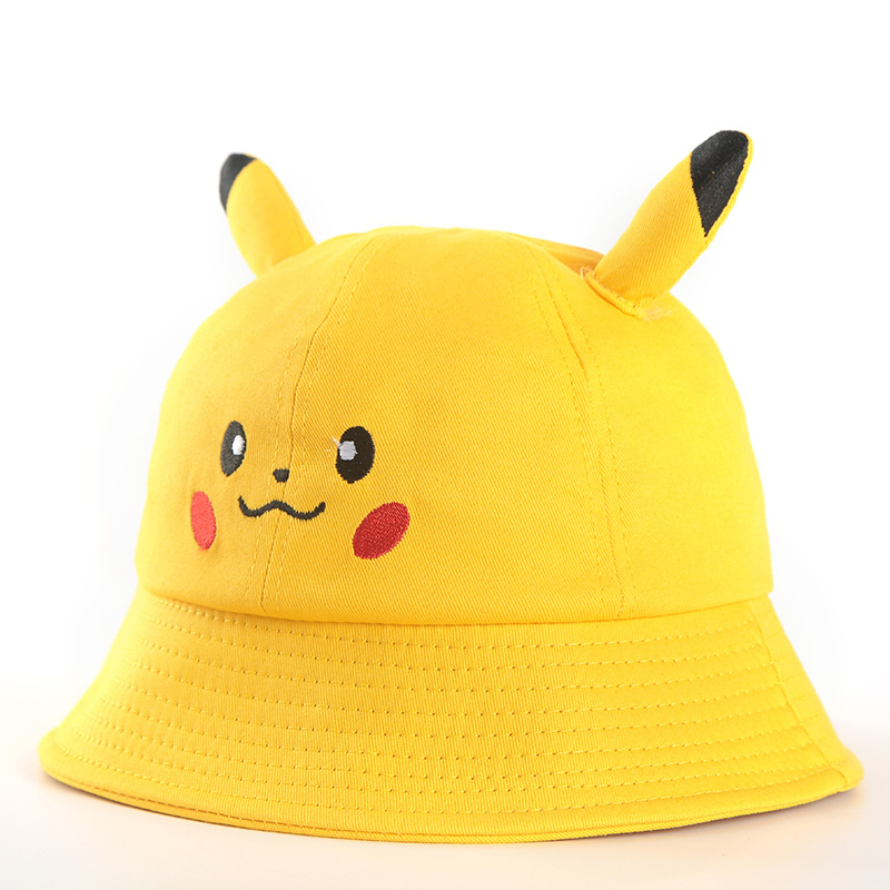 Family Pikachu Fisherman Hat Children's Cute Cartoon Embroidered Basin Hat Elf Ear Shade Sun Hat details Picture