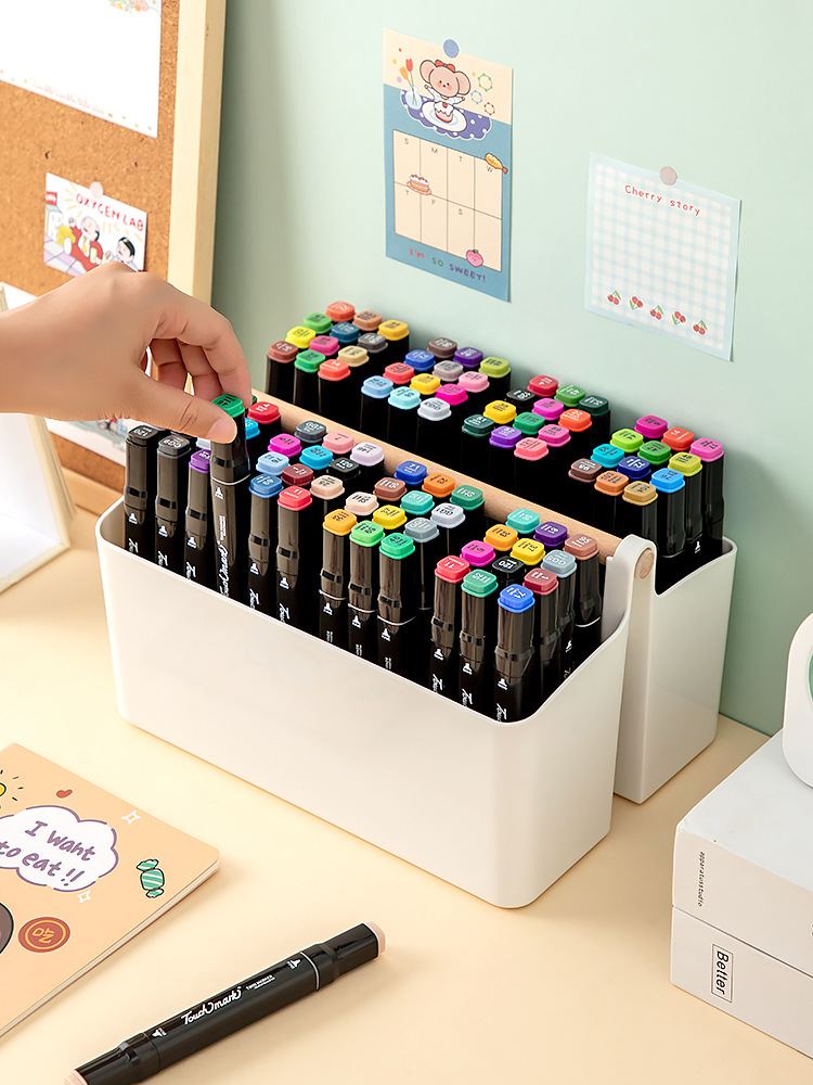 Portable multi-compartment pen holder storage rack, pencil and watercolor pen storage rack, freely combinable, zoned, multi-functional storage details Picture