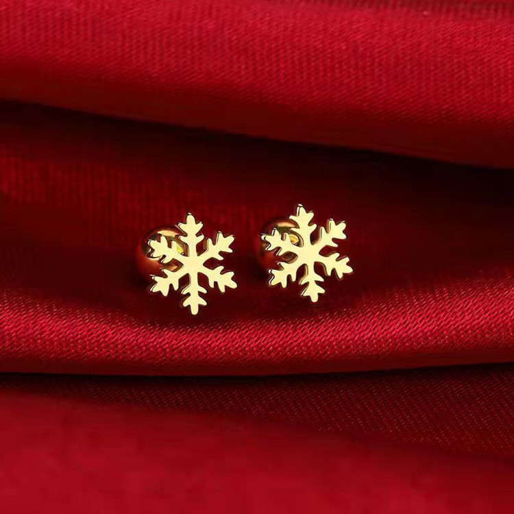 The manufacturer exclusively supplies new Korean version screw ear bone nails, titanium steel ear nails, vacuum electroplated heart-shaped star snowflake earrings for women Item Picture