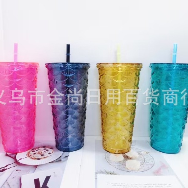 Household large-capacity plastic straw cup, large-capacity creative prickly cup, Starbucks cup, 780ML straw cup Item Picture