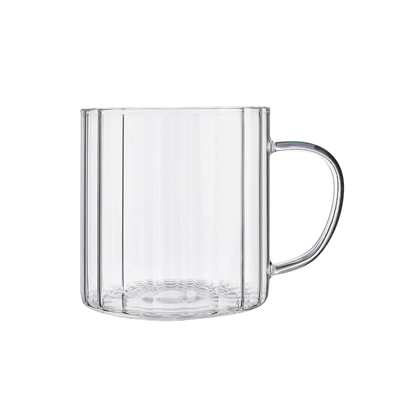 New striped glass water cup, large-mouthed milk cup, colorful glass cup, ins high appearance level souvenir cup Item Picture