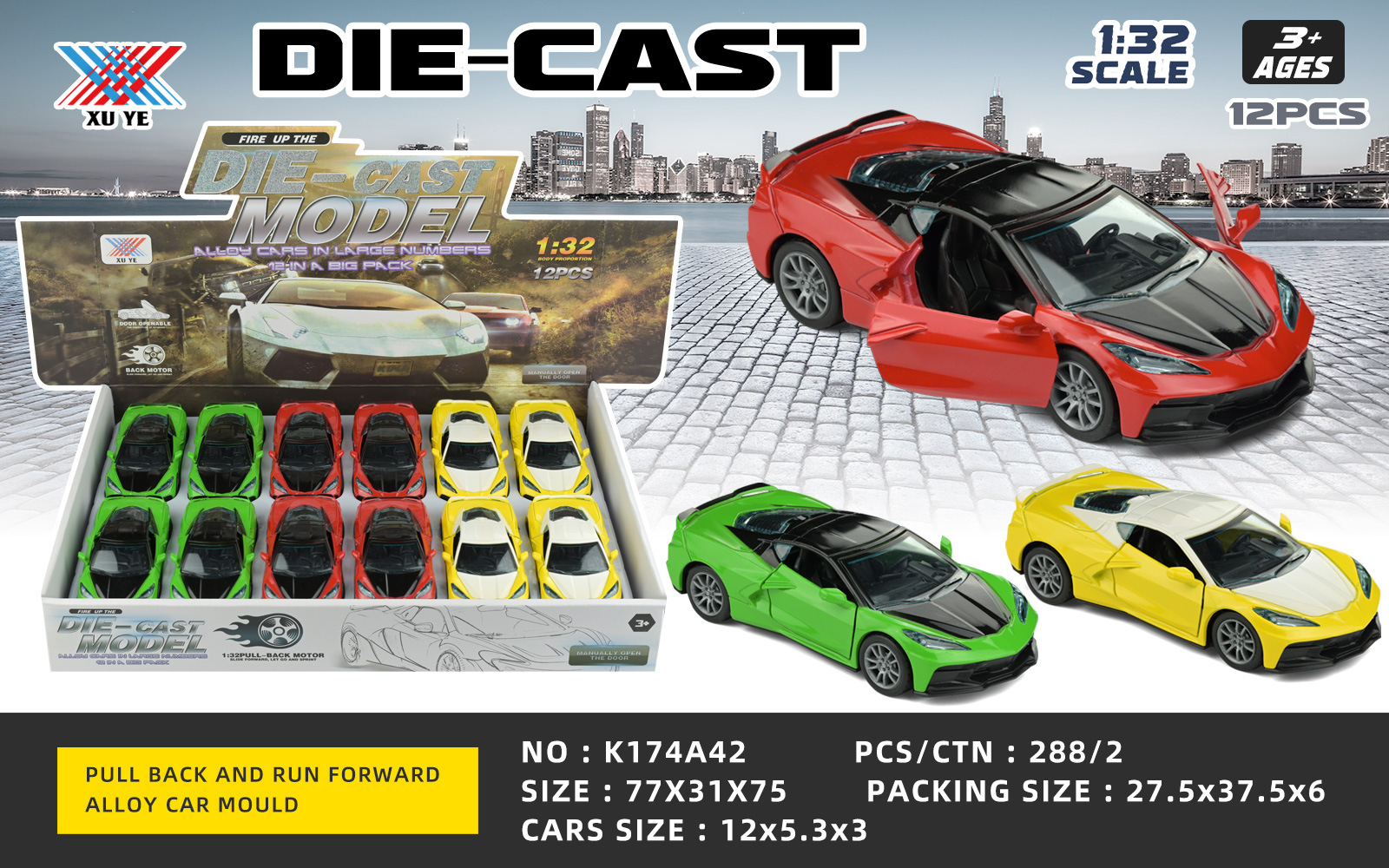 1:32 Alloy Model Multiple Models Of Open Door Pull Back (12 Only) Alloy Model Boy Toy Car details Picture