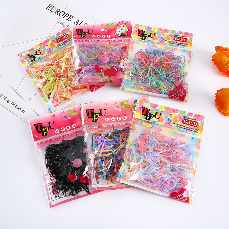 The New Hot Color Disposable Rubber Band Children's Hair Elastic Band Tpu Bag Hair Band Does Not Hurt Hair Headwear details Picture