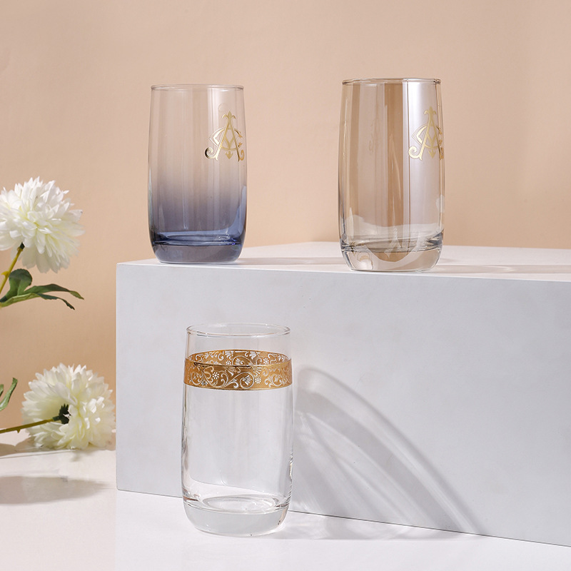 北欧ins风高颜加厚玻璃杯家用透明漱口杯茶杯早餐牛奶杯啤酒杯