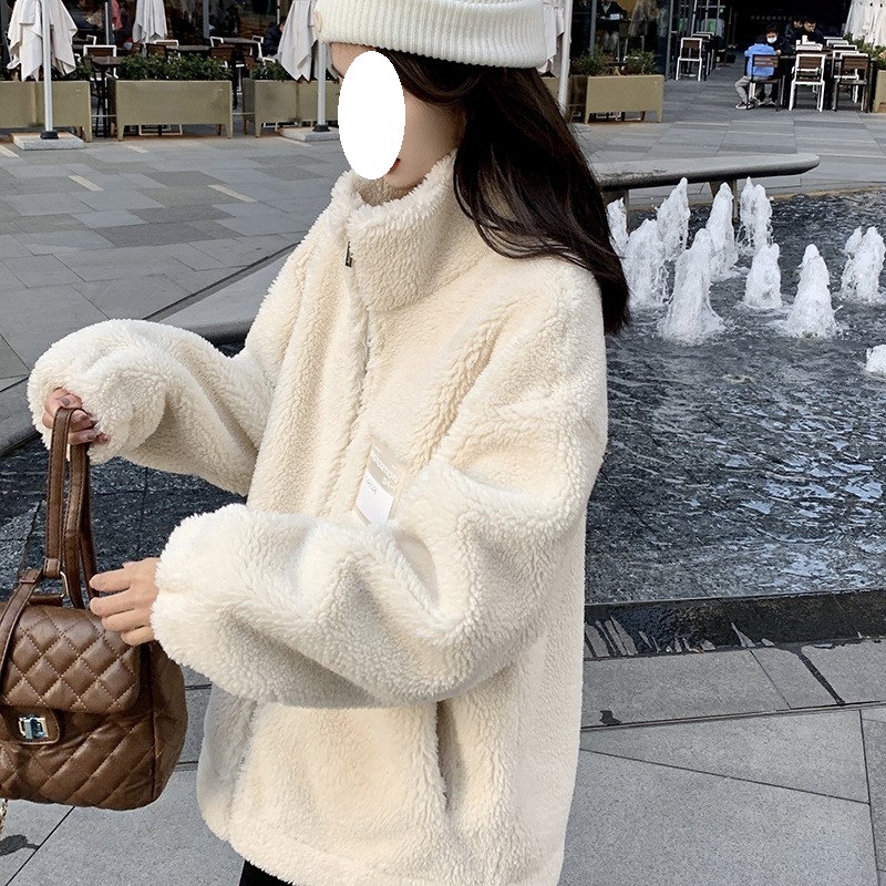 羊羔毛外套女秋冬季宽松加厚颗粒绒一体毛毛仿皮草年轻款上衣