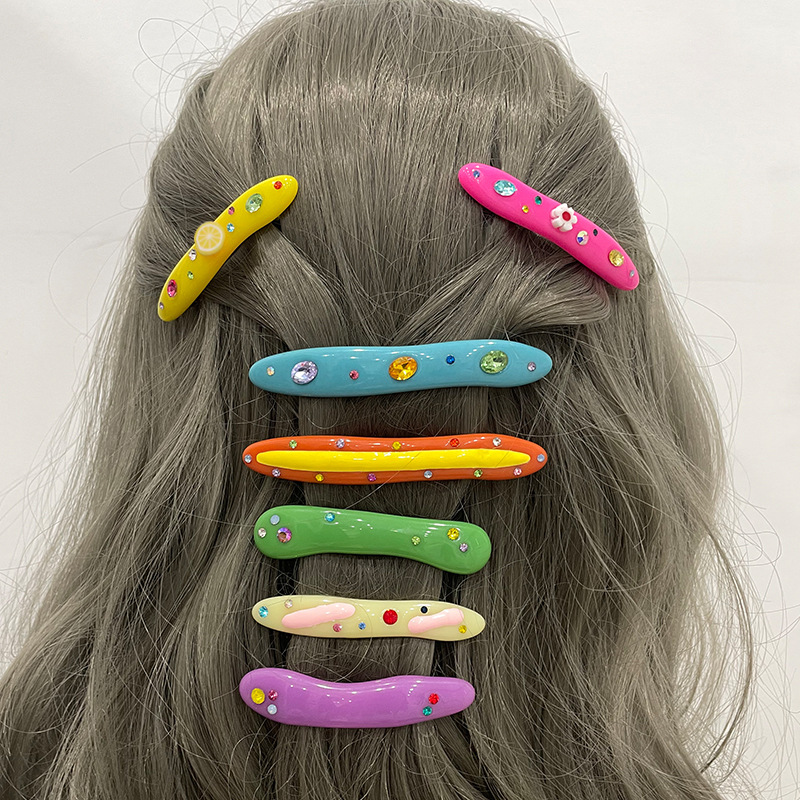 Kenjie Original Summer Candy Color Resin Diamond Drop Oil Hairpin Women's Cross-Border Europe And The United States For Color Hair Accessories