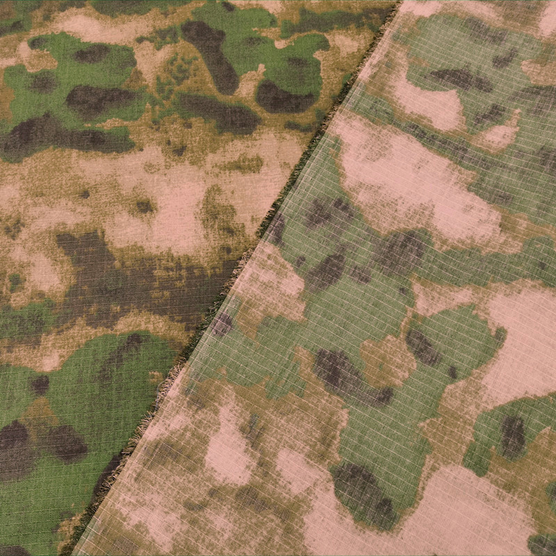 The manufacturer's in-stock camouflage fabric, polyester-cotton checkered printed fabric, has a good hand feel and excellent quality. TC6535 ruin clothing fabric Specification image