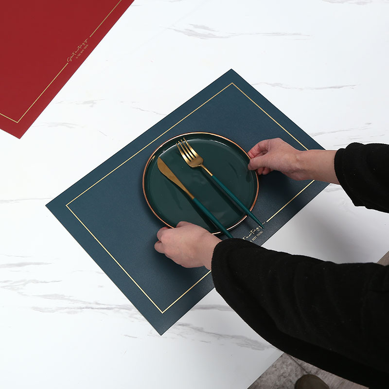 Zhaobao IKEA Nordic style household square leather placemats, water filter MATS, hotel and restaurant Western placemats, European oil-proof and heat-insulating table MATS, creative plate MATS Application Scenario