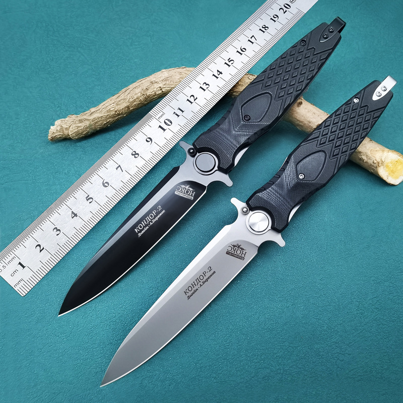 High-end Russian knife, sharp folding knife for outdoor use, HOKC foreign trade tactical tool, black-edged stainless steel knife