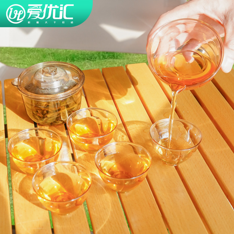 爱优汇一次性茶杯功夫茶小杯泡茶杯户外便携加厚透明旅行茶具套装