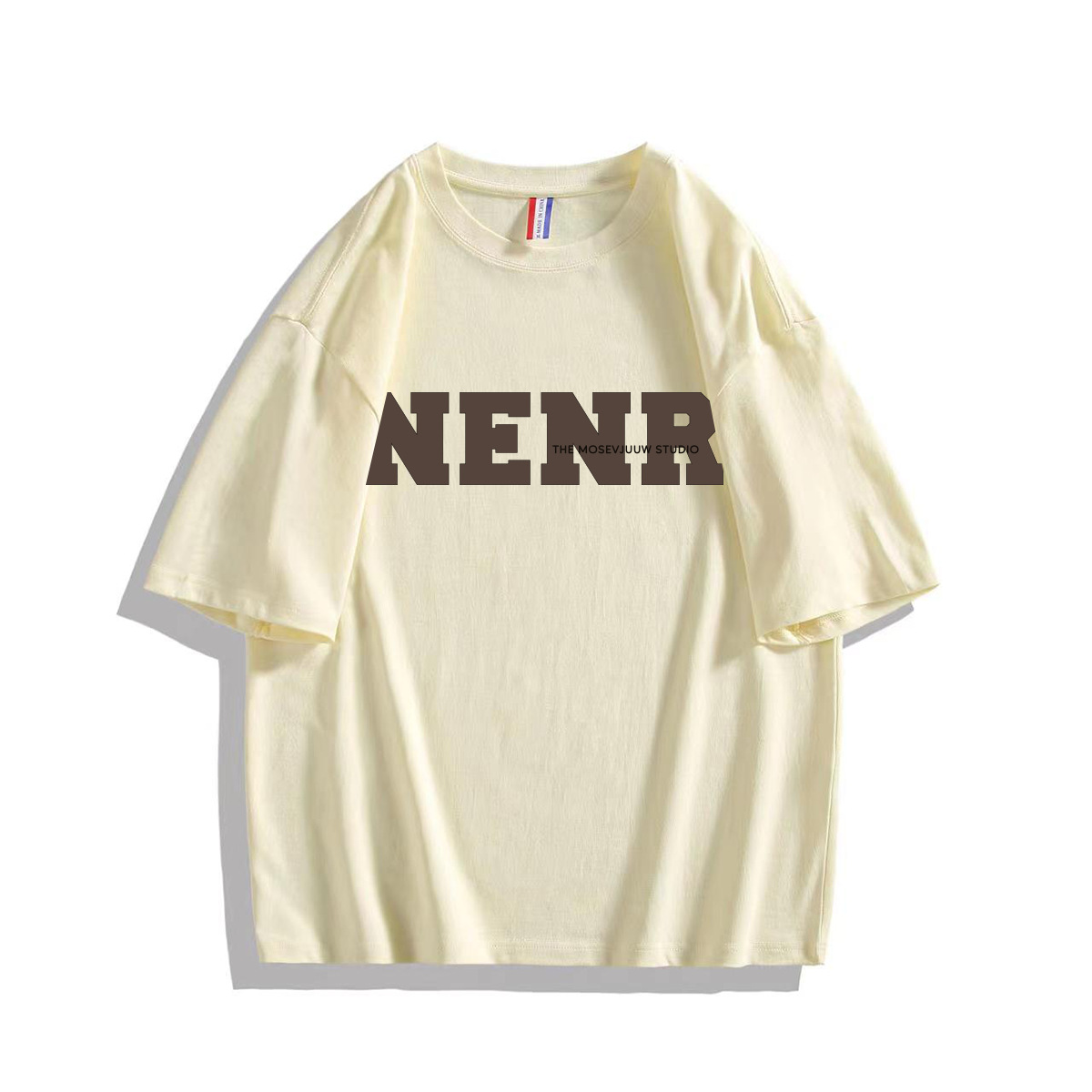 Summer short-sleeved T-shirt for men, 2025 new style American high street streetwear brand letter heavyweight loose men's half-sleeved T-shirt Specification image