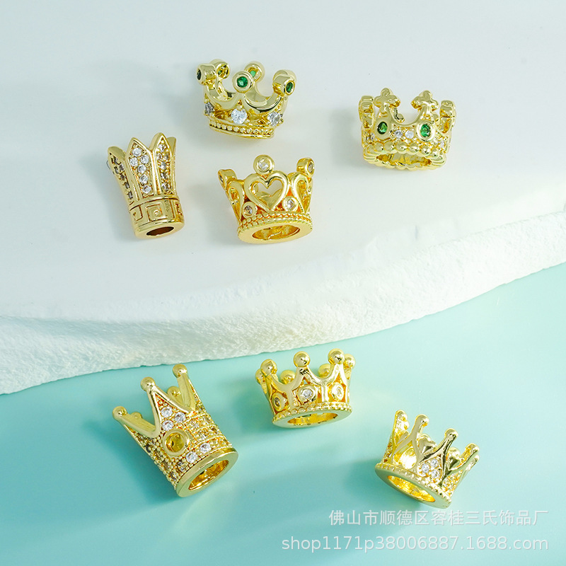 Factory in-stock micro-inlaid accessories, crown pendants, bracelets, diy bracelets, copper ornaments, zircon jewelry, accessories and accessories Specification image