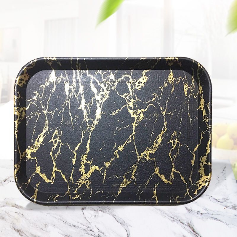Cross Border Direct Supply Of Imitation Marble Tray Hotel Catering Home Cafe Pass Back Plate Thickened Square Round Specification drawing