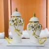 New ceramic electroplated decal golden general jar, European-style flower arrangement vase, handicraft display item, decorative storage jar Application Scenario
