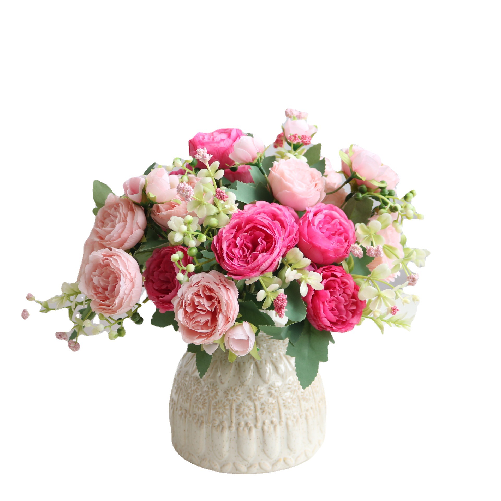 Spot Wholesale Home Decoration Simulation Fake Flower Small Bouquet Rose Wedding Arrangement Simulation 5 Head Persian Rose Item Picture