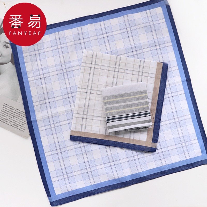 A Free Mail/Fanyi Men's Handkerchief Wipe Sweat Nostalgia Absorbent Pocket Square Plaid Classic Old-Fashioned Women details Picture