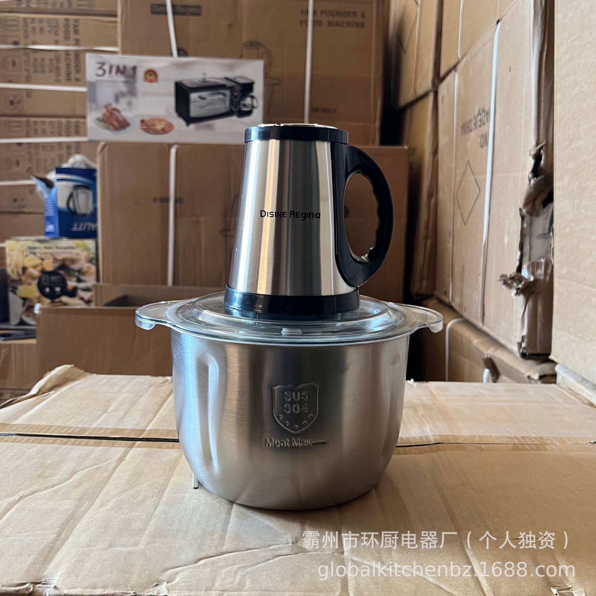 4L Foreign Trade Meat Grinder, Household Small Multi-Functional Garlic Paste Item Stirring And Mincing Food Processor, Stainless Steel, Fully Automatic Specification drawing