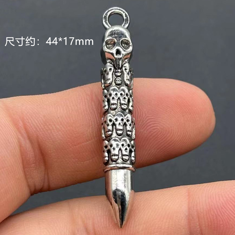 Punk retro skull bullet head alloy necklace and bullet ghost head alloy pendant from Amazon, Europe and America