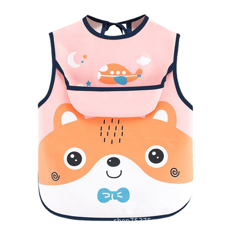 Children's Overalls Men's And Women's Bibs Drool Towels Baby Wash Free Food Rice Pocket Baby Food Bib Waterproof Sleeveless Apron Item Picture