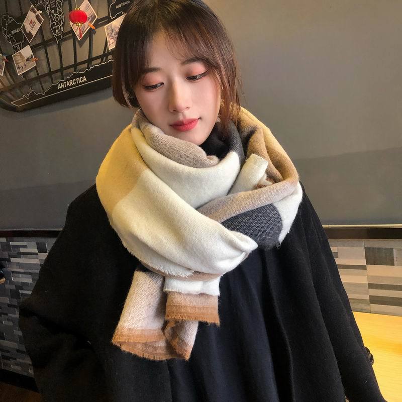 New Korean Version Of Large Plaid Imitation Cashmere Scarf Women Fashion Elegant Everything Warm Thick Cashmere Shawl Wholesale Specification drawing
