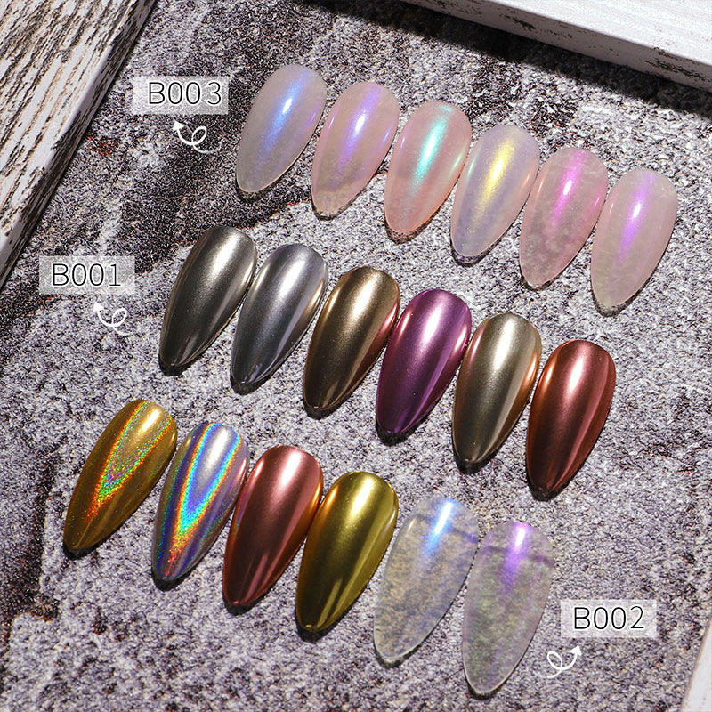 shanilak manicura nuevo estado sólido magic mirror powder 6 colores combinación set aurora powder fairy powder brillo duradero manicura accesorios - 2