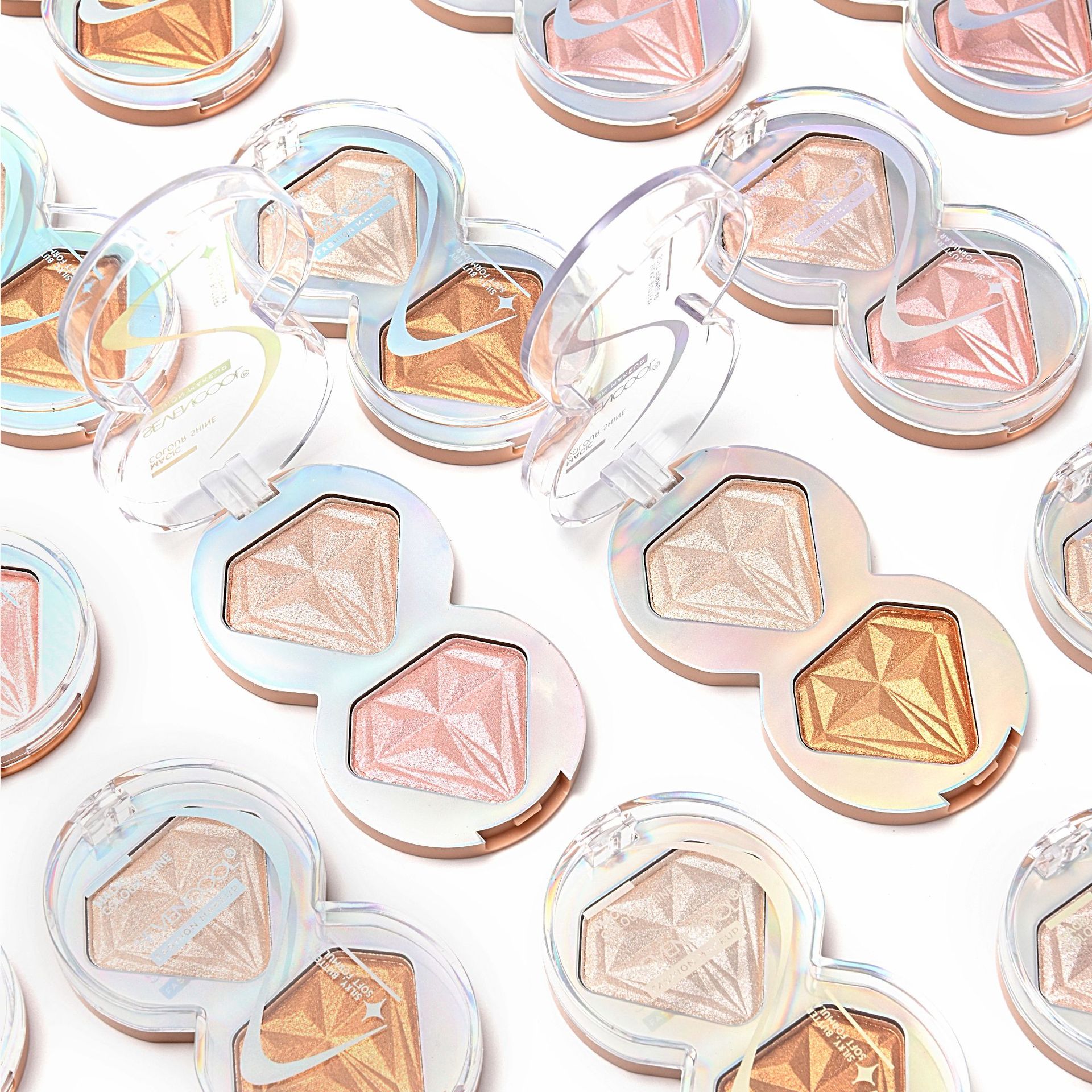 SEVENCOOL Facial Rose Diamond Highlighter Contouring Plate Pearlescent glitter naturally brighens the face and highlights the skin tone