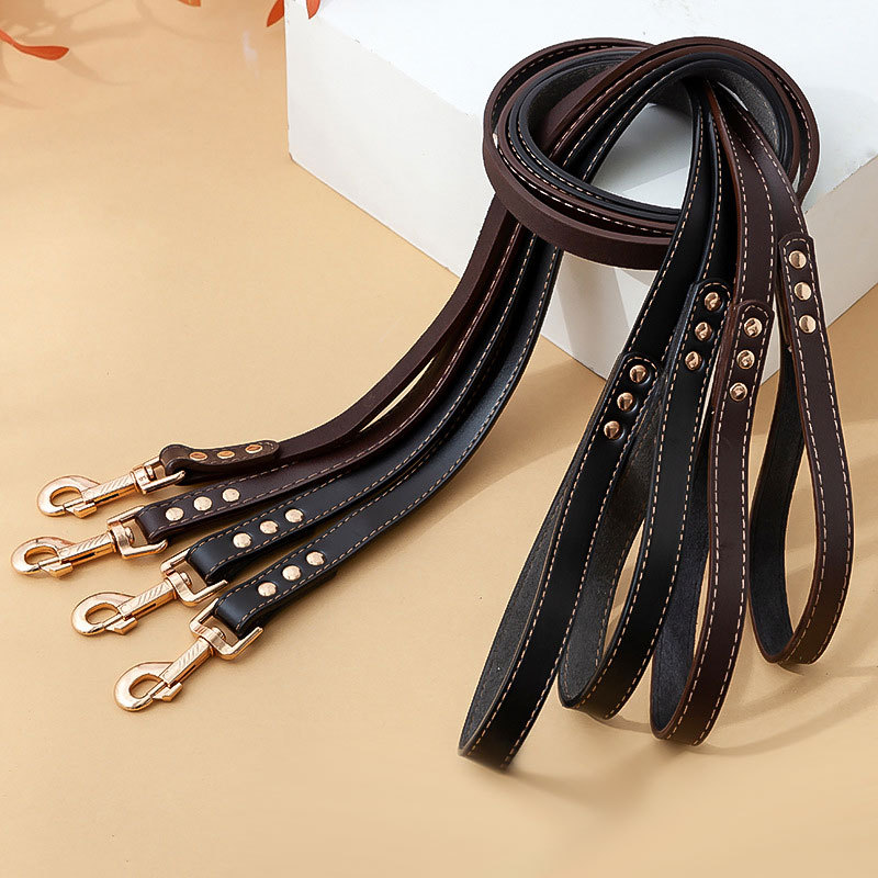 The new cross-border dog PU leather leash, collar and belt are sturdy and suitable for small, medium and large dogs, with a length of 1.3 to 1.5 meters Specification image