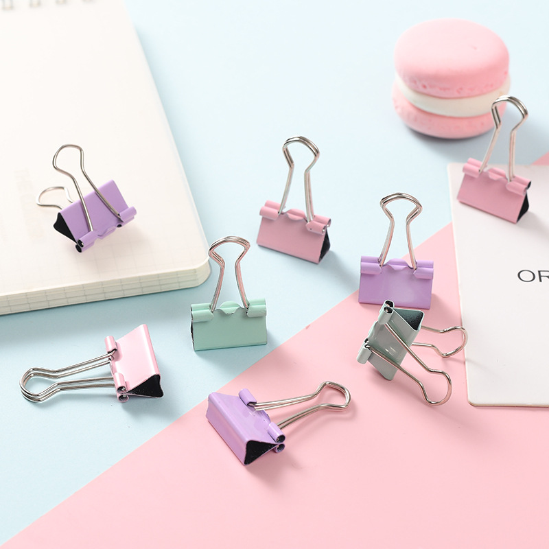 Factory-customized 19mm long-tail clip for office storage, wholesale macaron-colored effortless ticket holders, stationery Specification image