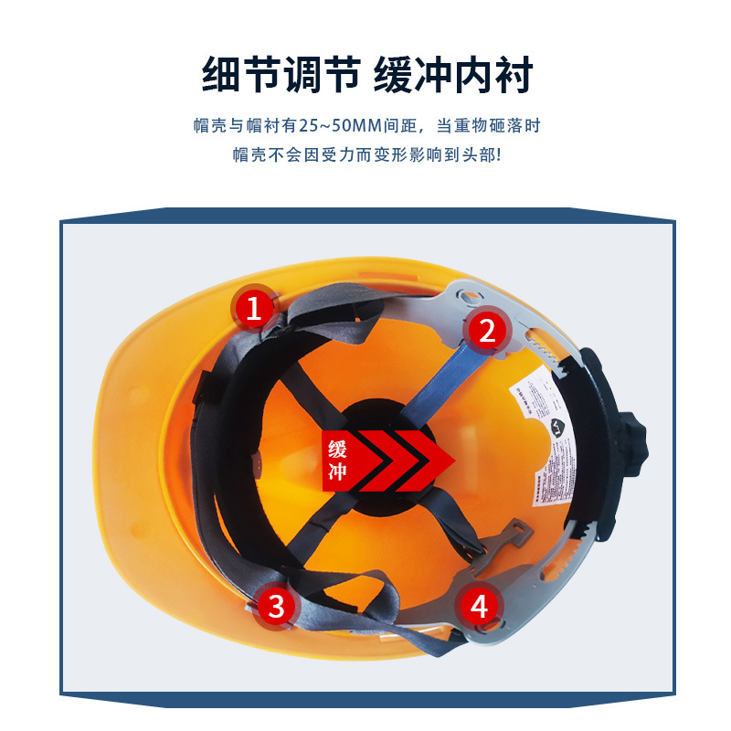 大V型PE安全帽工地国标透气加厚建筑施工工程头盔电工施工头帽产品图