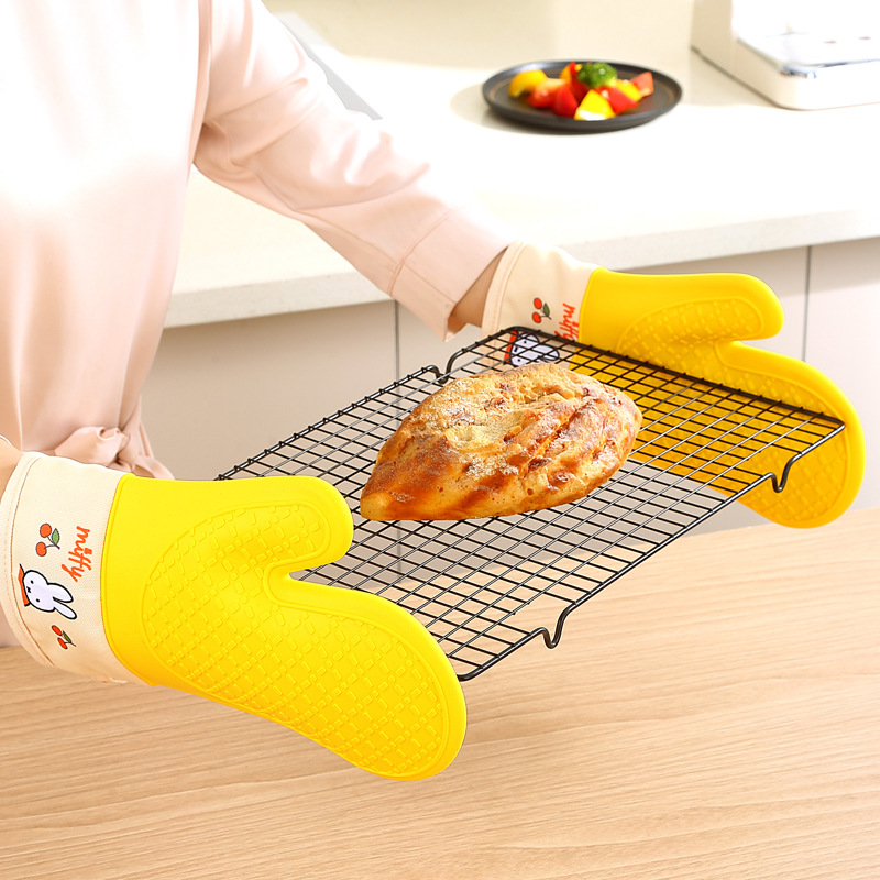Miffy household kitchen heat insulation silicone gloves baking oven microwave oven thick high temperature resistant non-slip casserole Specification drawing