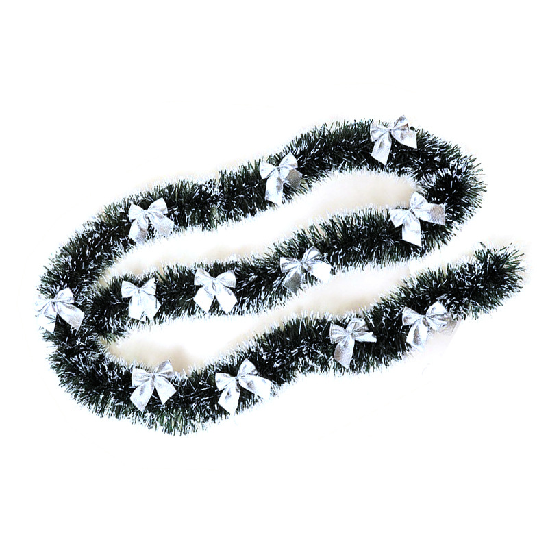 Christmas decorative gifts: 2-meter Christmas white-rimmed ribbons with bows, Christmas tree pendants, Christmas supplies Specification image