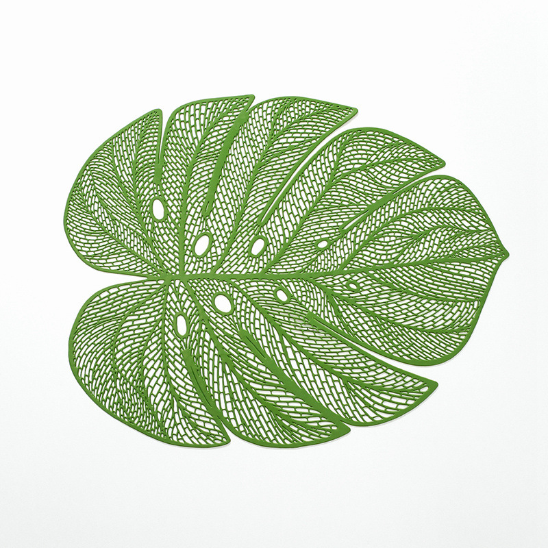 Simulation Leaves Hollow Turtle Back Leaf Decoration Placemat Europe And America Fashion Pvc Waterproof And Oil Resistant Durable Table Mat Heat Insulation Mat details Picture